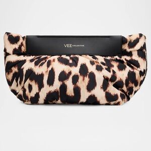 VEE Collective Leopard Print Clutch with Black Accent